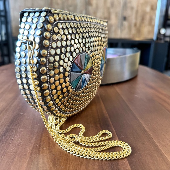 Artisan Nepal Metal Studded Mosaic Shoulder Bag - Picture 3 of 8